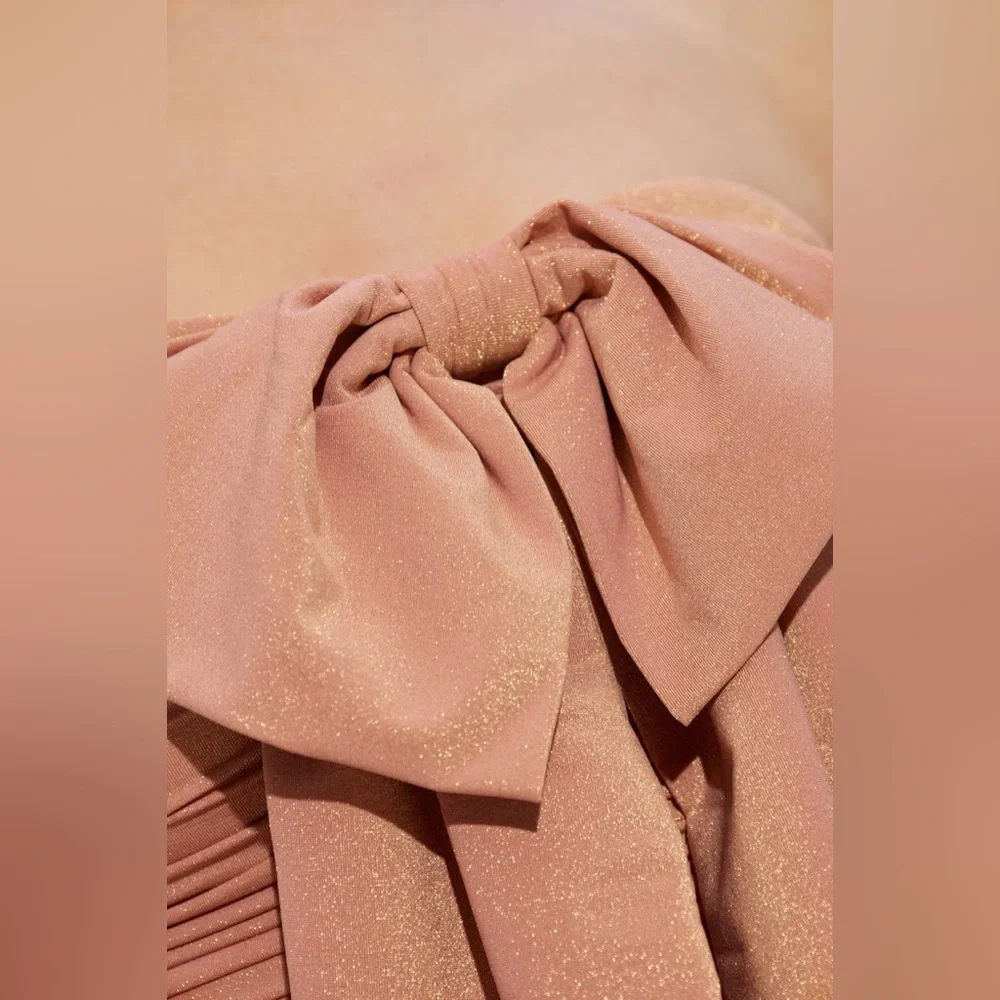 ZIMMERMANN Coco Metallic Drape Bow One-Piece Swimsuit -Shell Pink Sz: 1 (US 4-6) - Picture 6 of 12